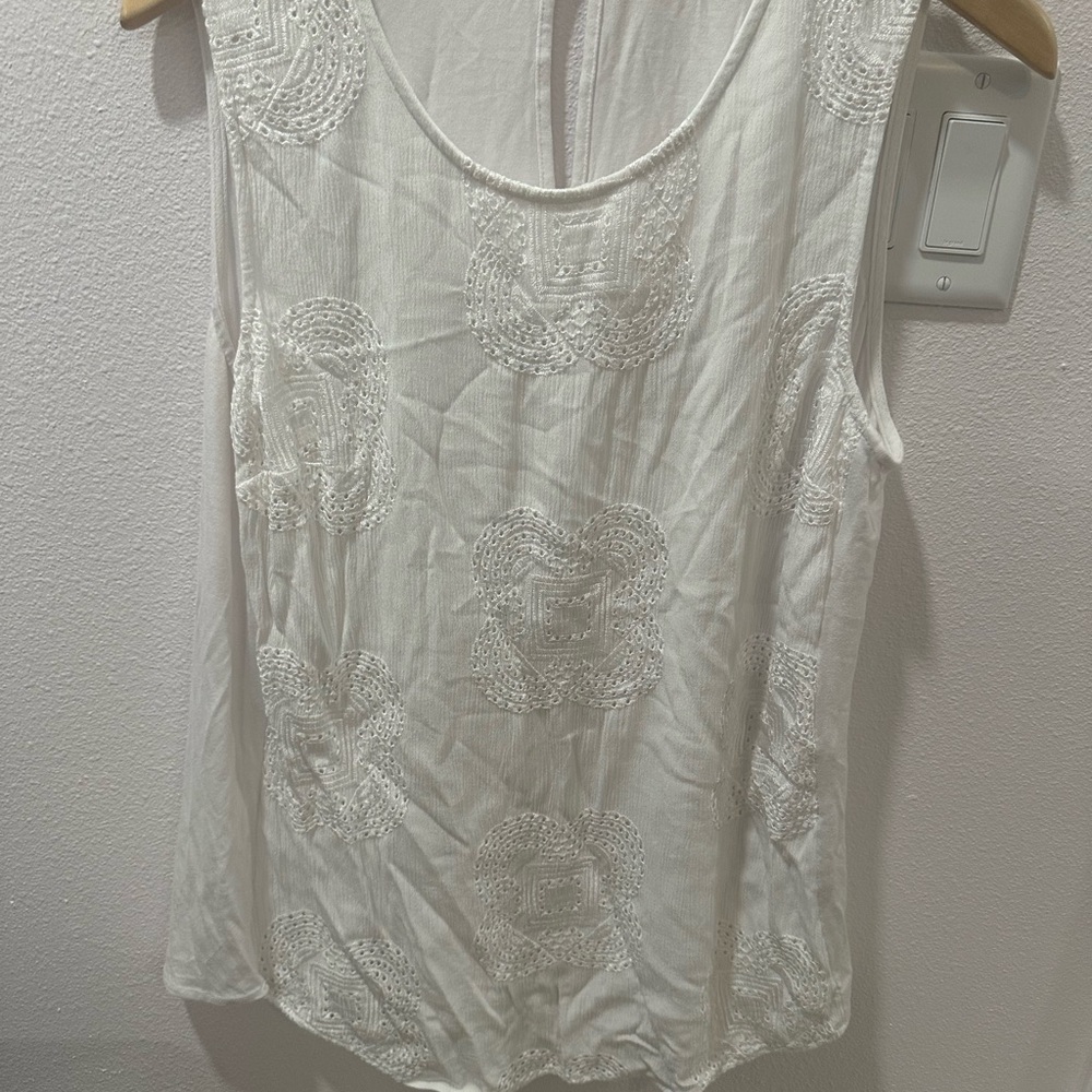 Daniel Rainn White Embroidered Tank Top